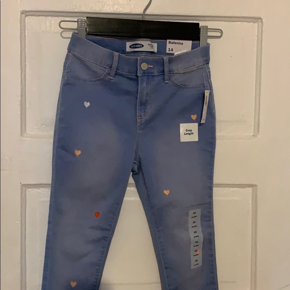 Old navy crop length jeans with hearts